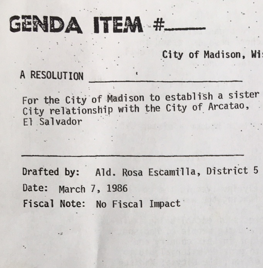 Madison Arcatao Sister City Resolution