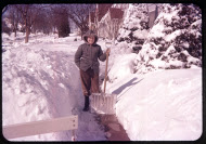 Kent Liska with snow shovel, 1950s Kent Liska with snow shovel, 1950s
