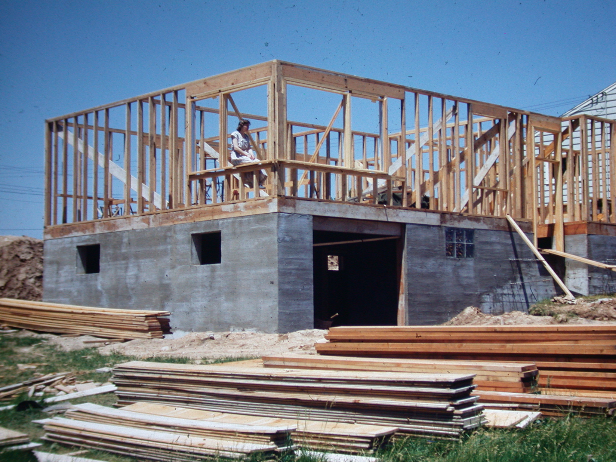 Saeman family residence under construction, 1950 Saeman family residence under construction, 1950