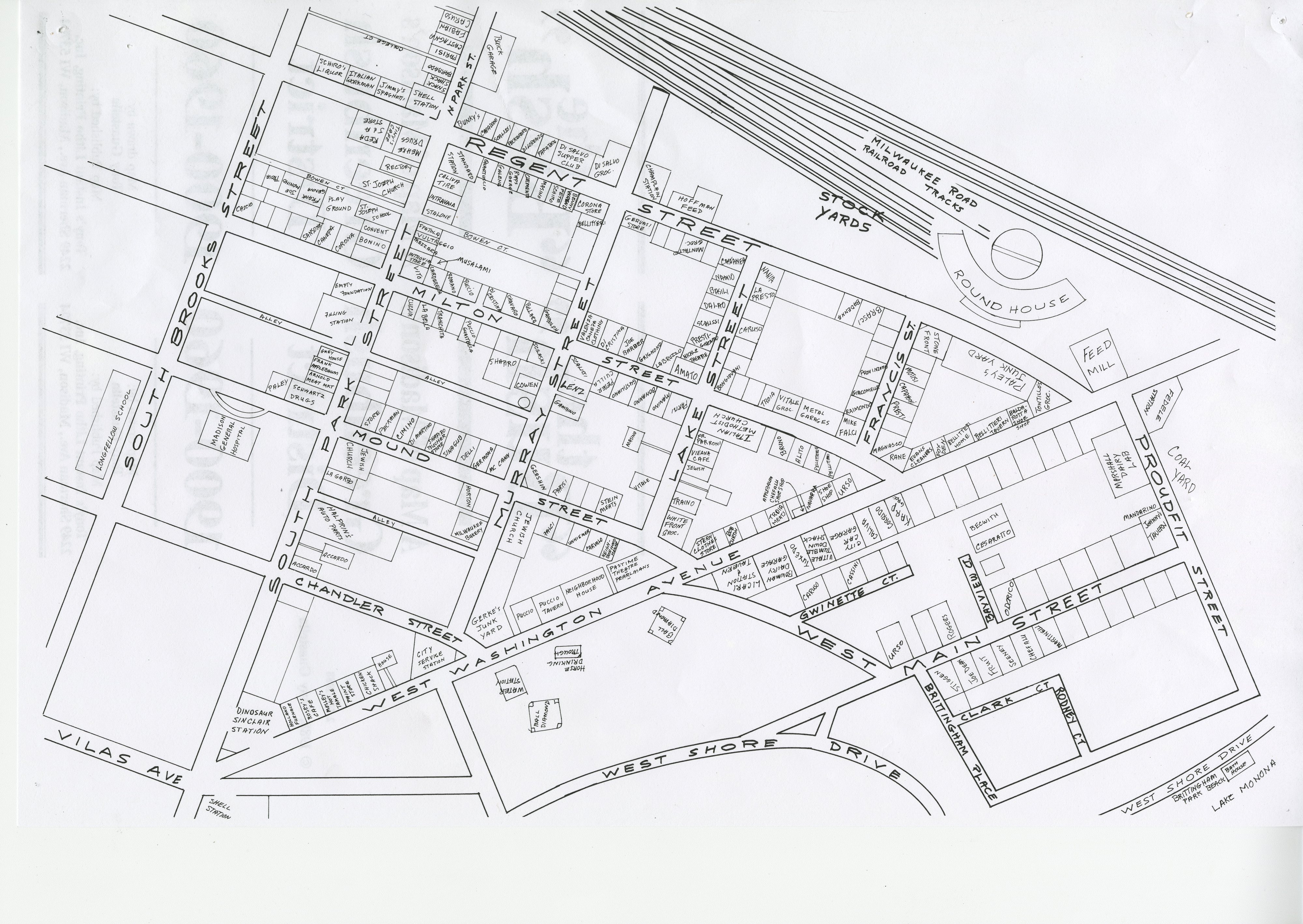 Hand-drawn map of Greenbush neighborhood Hand-drawn map of Greenbush neighborhood