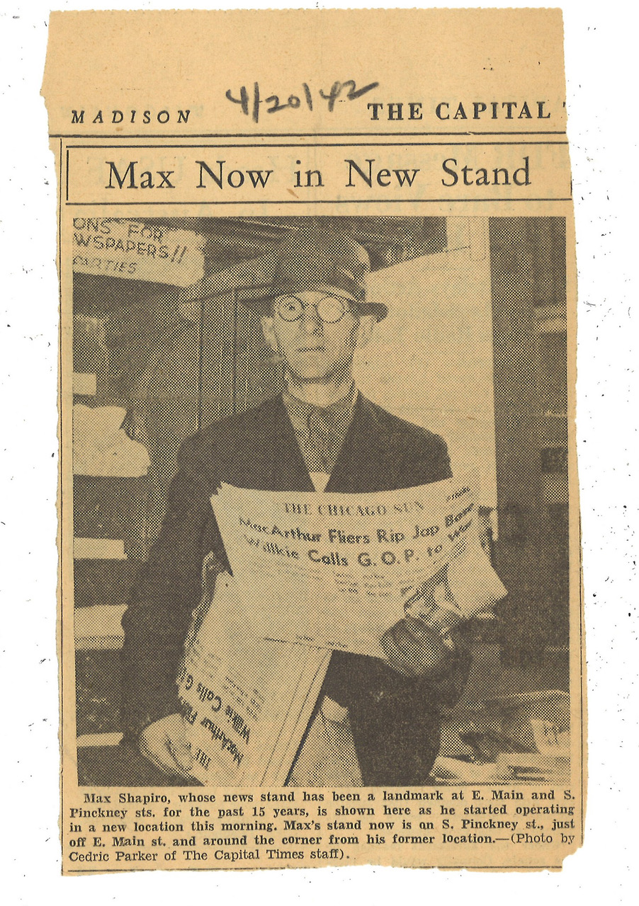 News clipping of Max Shapiro News clipping of Max Shapiro