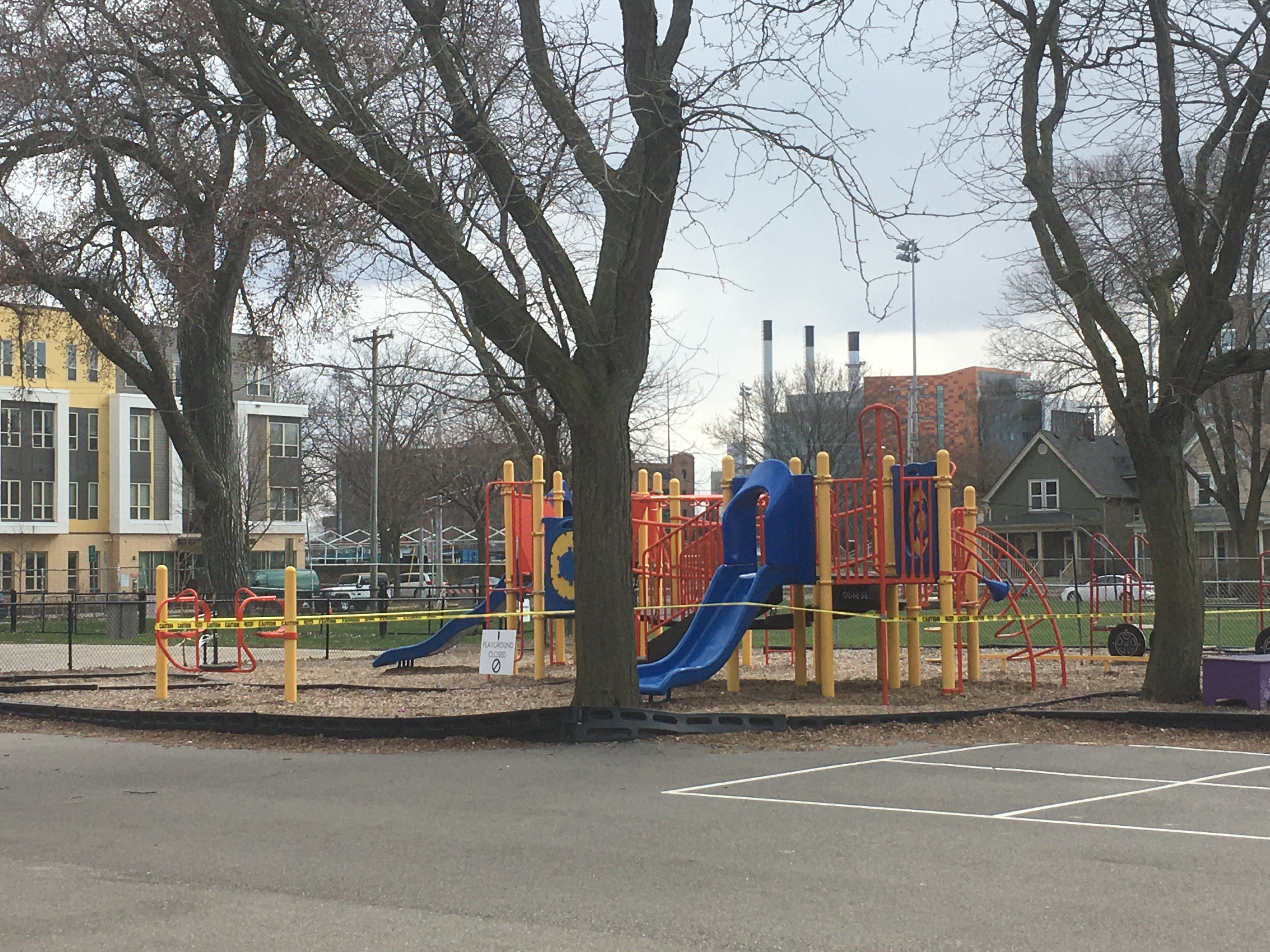 Lapham Elementary School playground closed due to Safer at Home, 2020