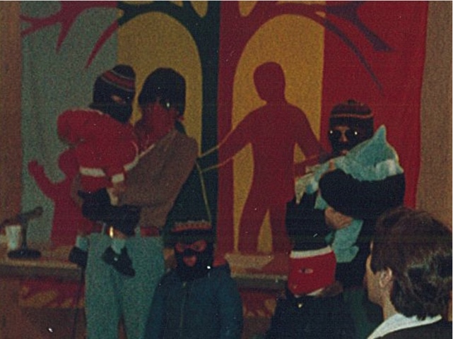 Photo of the "Gonzalez" family's public introduction to the Madison community, Feb 19, 1984