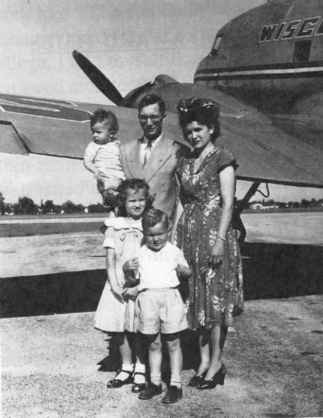 VandeBerg family at Oshkosh Airport, 1951