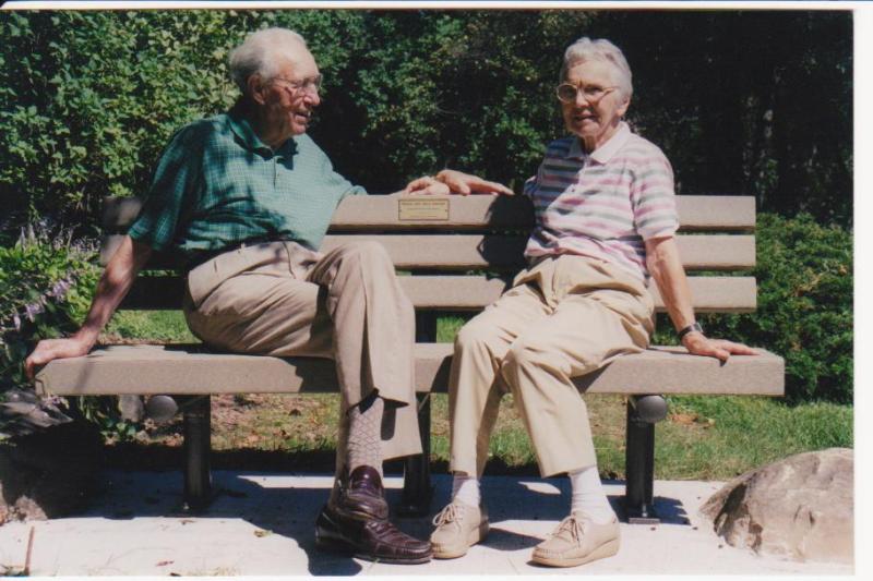 Ronny and Jerry Saeman at Westmorland Park Rock Garden Bench, 1999