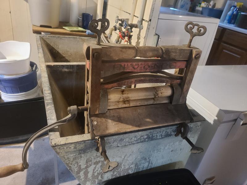 Photo of clothing wring washer found in home built in 1923, Madison