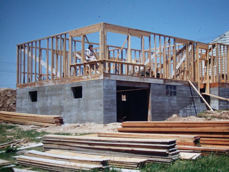 Saeman family residence under construction, 1950