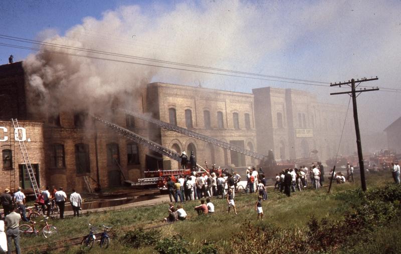 Fire at Garver Feed Mill, 1964