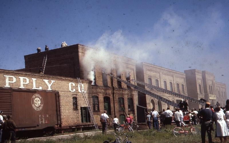 Fire at Garver Feed Mill, 1964