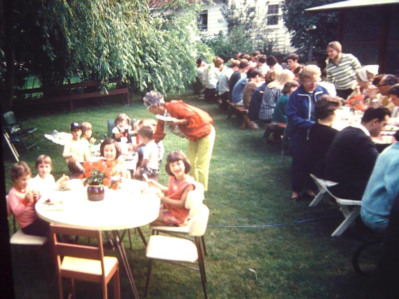 Cliften Drive block party kids table, ca. 1966