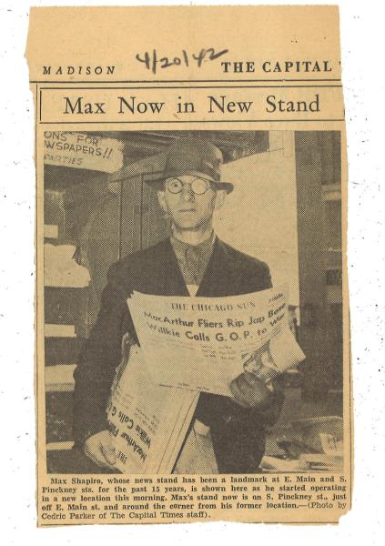 News clipping of Max Shapiro