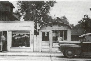 Abe Barash's original shoe repair storefront, Madison, ca 1940